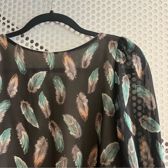 audrey 3 + 1 (boutique brand) mini-dress or top Size XS-S in Black feather GUC - Picture 2 of 9